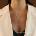 Shangjie OEM pulseras kalung Women Fashion Gold Plated Titanium Necklace Jewelry Zircon Hexagram Pendant Necklace